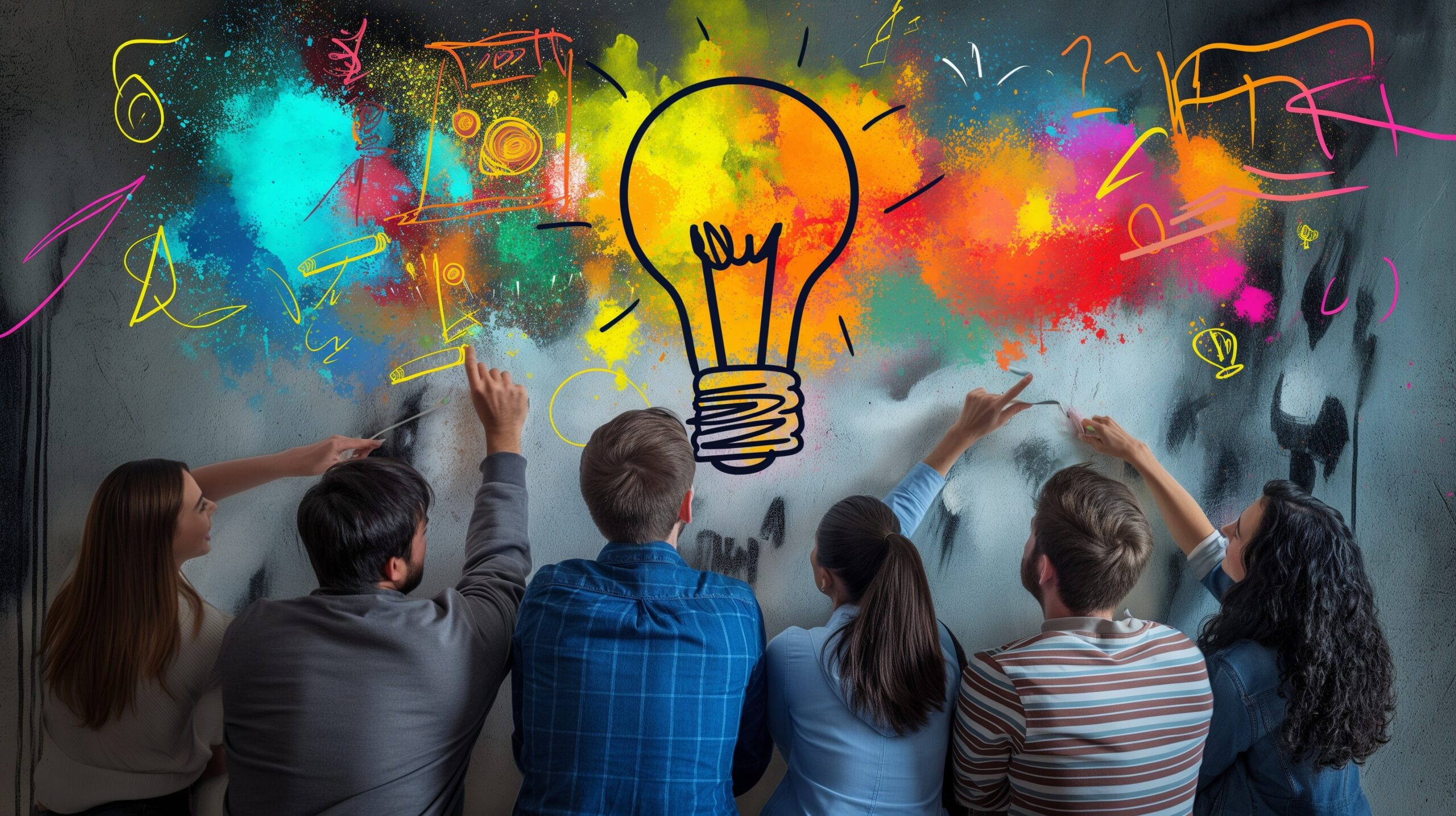 group of innovators brainstorming ideas for a disruptive new technology